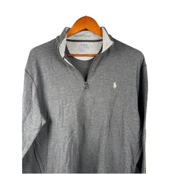 Polo Ralph Lauren Pullover Sweater Shirt Men Large Gray Performance 1/4 Zip - Picture 1 of 6